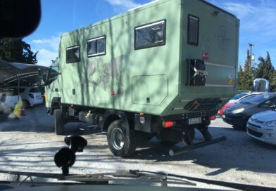 Big green expedition truck